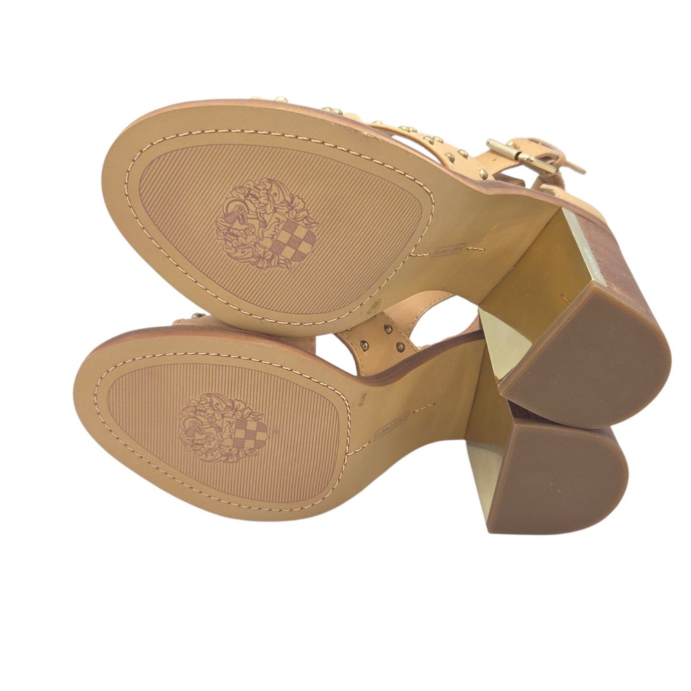 Vince Camuto VC-KERESHA Leather Open Toe Ankle Strap Sandals 8.5M Tan Brazil NEW - Picture 16 of 16